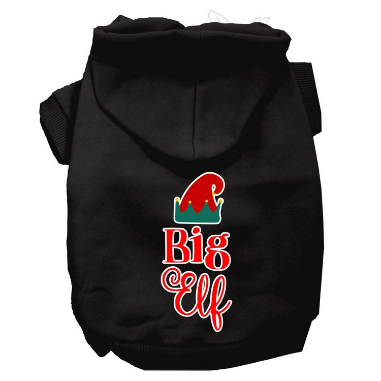 Big Elf Screen Print Dog Hoodie Black XS